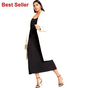 Plus Size Wool Coat with Belt, Functional Pockets, Lined Warmth